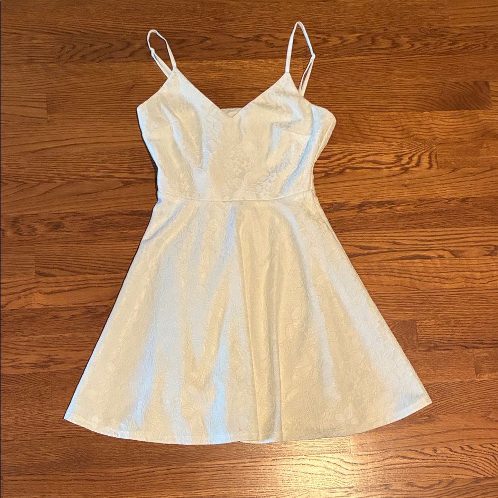 Lulu's Floral Ivory Spaghetti Strap Dress
